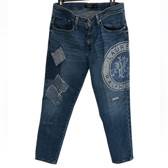 Lauren Ralph Lauren Black Label Relaxed Tapered Patchwork Logo Jean - 8 - Picture 3 of 13